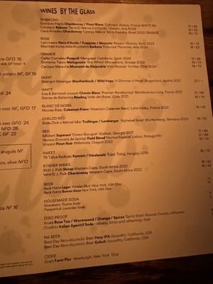 Menu  at Soda Club in New York City