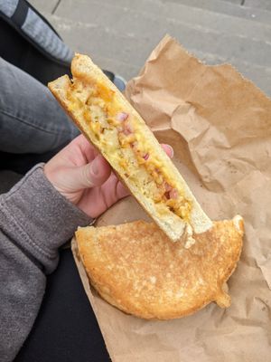 Vegan chicken and sweet chilli toastie at Preacher's Patisserie in Edinburgh