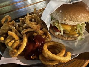 Twister Pommes und Rebel Burger (vegan)  at Rebel Room in Berlin