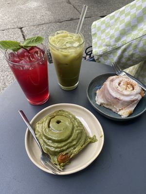 Matcha and biscoff bun   at Calm Coffee in Berlin