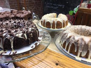 The most amazing all-vegan cakes and brownies baked by the owner's daughter at Good Karma Cafe in Gulfport
