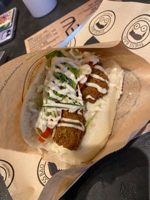Falafel bao bun at Thess Bao in Thessaloniki