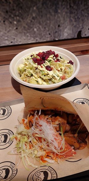 mushroom bao bun and quinoa energy salad at Thess Bao in Thessaloniki