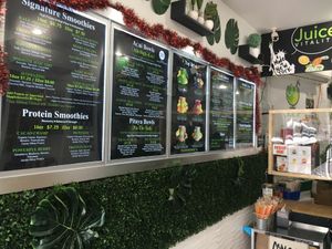 Menu; this give you a rough idea of the size of the venue. at Juice Vitality in New York City