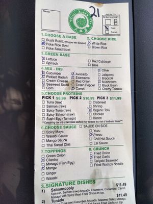 Menu  at Taichi Bubble Tea in Chattanooga