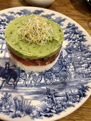 Vegetables, guacamole and rice  at Dinamita Perfumada in Madrid