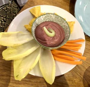 Hummus plate  at Dinamita Perfumada in Madrid