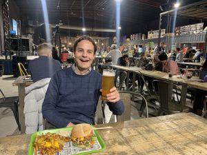 Double burger with accompanying fries. €15.   at Veggy Box in La Garde