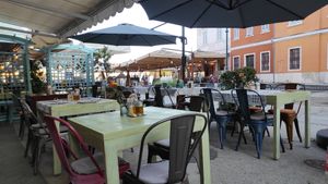 Outside at Bookeria in Rovinj