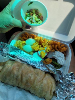 Asada burrito plate at Nacho's Vegan Food in San Bernardino