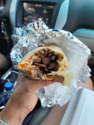 Asada burrito at Nacho's Vegan Food in San Bernardino