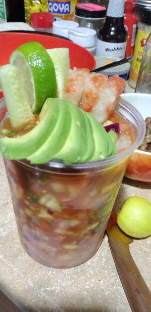 Vegan shrimp cocktail from nacho's vegan food 🌱 at Nacho's Vegan Food in San Bernardino