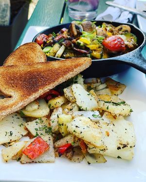 Vegan frittata   at Sweet Basil's Cafe in Livingston