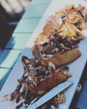 Go Nuts French Toast  at Sweet Basil's Cafe in Livingston