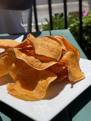 Fresh made sweet potato chips  at Sweet Basil's Cafe in Livingston