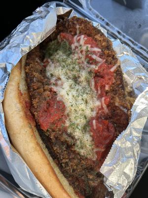 Vegan Eggplant Sandwich  at Sweet Basil's Cafe in Livingston