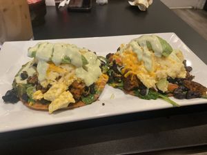 Vegan Tostados   at Sweet Basil's Cafe in Livingston