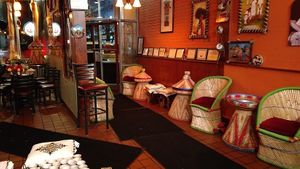 Entryway. There are several seating areas, including a patio. at Dilla Ethiopian restaurant in Minneapolis