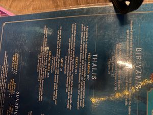 Thali options menu   at Indian Summer in Brighton