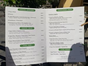 Separate extra vegan menu card with only vegan options!  at Artisti in Corfu