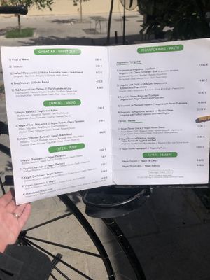 Vegan menu   at Artisti in Corfu