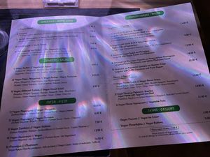 Vegan menu   at Artisti in Corfu