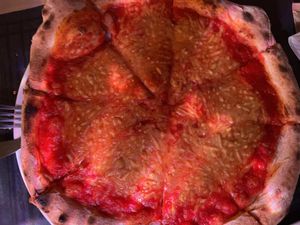 Vegan mergherita pizza! Hot, fresh, vegan and delicious!   at Artisti in Corfu