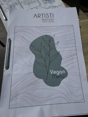 Separate vegan menu  at Artisti in Corfu