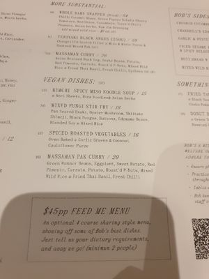 Vegan dishes at Bob Sugar in Torquay