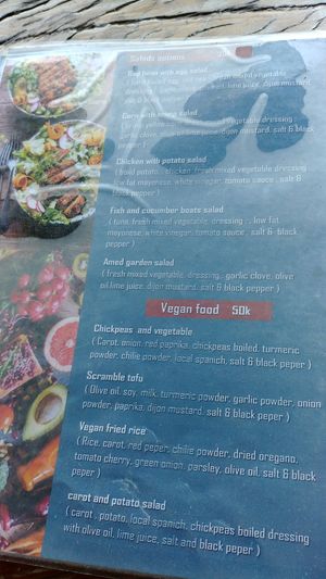 Western vegan options at Joli Best View Cafe in Amed