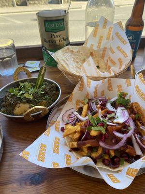 Saag aloo and chip chaat  at Sabzi in Edinburgh