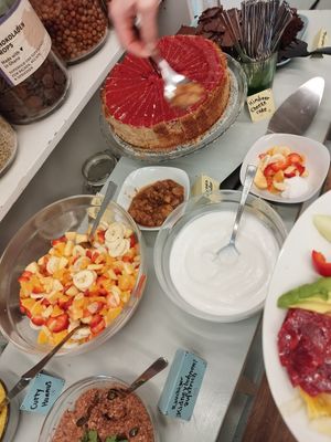 Variety of desserts at Sattva Vegan in Vienna