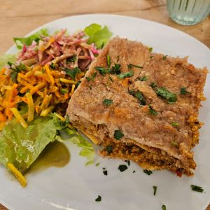 Kürbislasagne at Sattva Vegan in Vienna