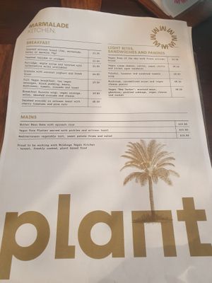 Vegan menu choices at Marmalade Kitchen in Rhos On Sea