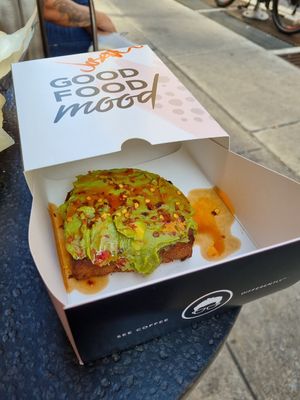 Avocado toast at Gregory's Coffee - 6th Ave in New York City