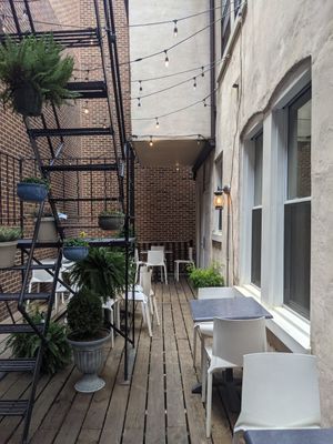 Outdoor seating at Empanada Gourmet in Lancaster