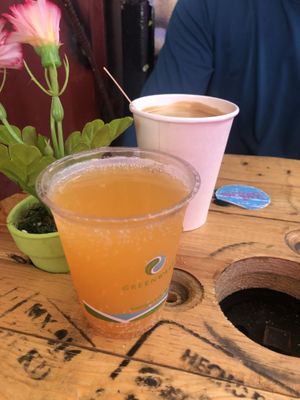 Acerola mimosa and oat milk latte at Lokales in Bayamon