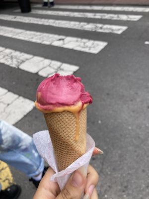 Sorbete de frambuesa y mandarina  at Los Valencianos in Villaviciosa