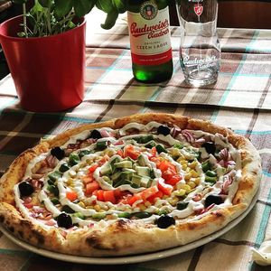 Game of corns pizza, vegan option at Braavos in Banjole