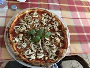 Vegan pizza - Funghi at Braavos in Banjole