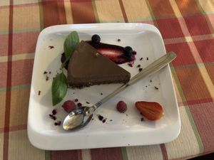 Chocolate cake with nut base  at Braavos in Banjole