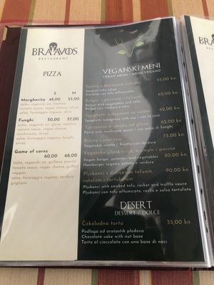Complete vegan menu  at Braavos in Banjole