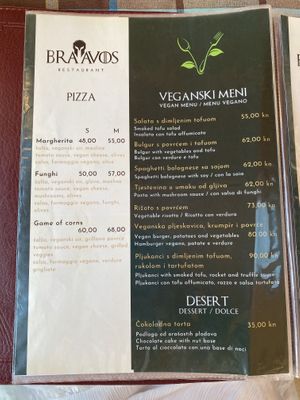 Speisekarte  at Braavos in Banjole