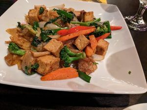 Pad Kee Mao, vegan with tofu at Sandee's Thai Fusion in Janesville