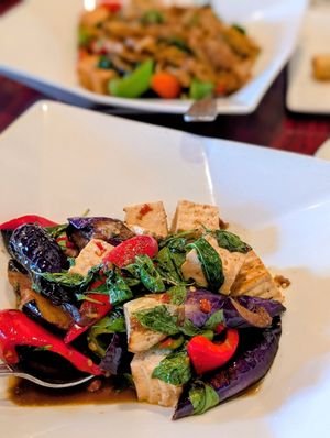 Eggplant with tofu and basil at My Thai in San Luis Obispo