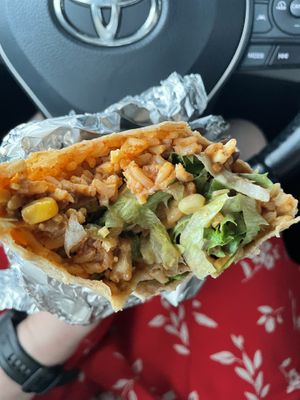 Old timer burrito with vegan queso + sour cream   at Unity Taqueria in Philadelphia