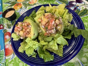 Avocado boat, get the sauce removed  at Flying Biscuit Cafe in Charlotte