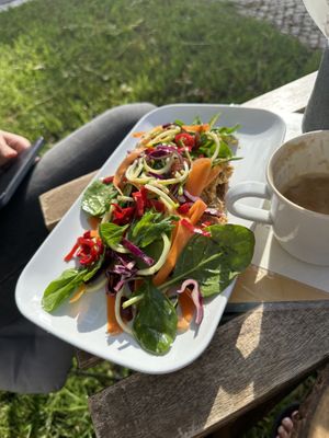 Kimchi salad on rye bread   at Sunrays Kitchen in Lagos