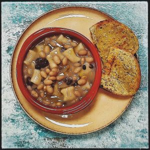Gnocchi and beans soup ( traditional Italian winter soup) at La Cosa Vegana in Granada