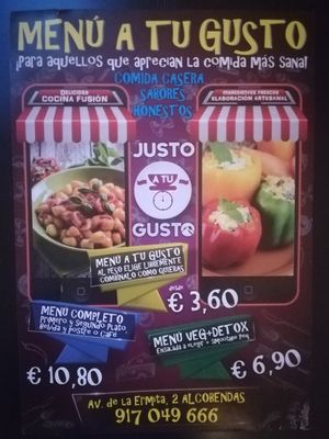 Menus at Justo a Tu Gusto in Alcobendas